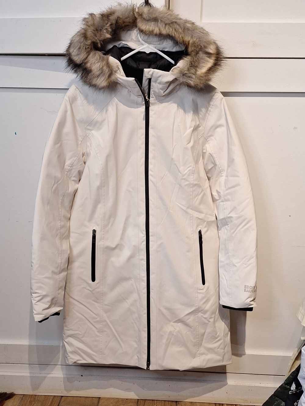 Eddie Bauer Off-White Insulated Parka with Faux Fur Hood